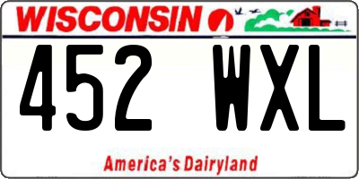 WI license plate 452WXL