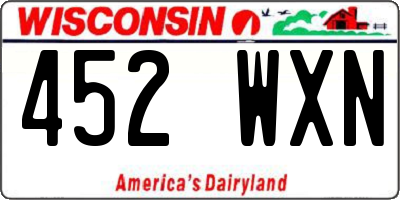 WI license plate 452WXN
