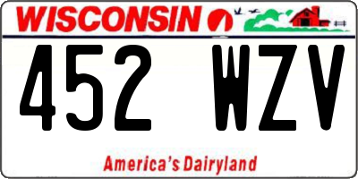 WI license plate 452WZV