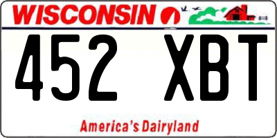 WI license plate 452XBT