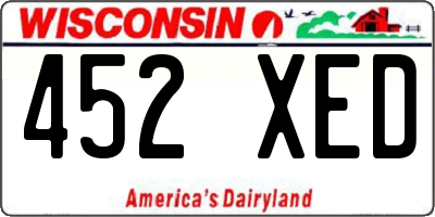 WI license plate 452XED