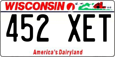 WI license plate 452XET
