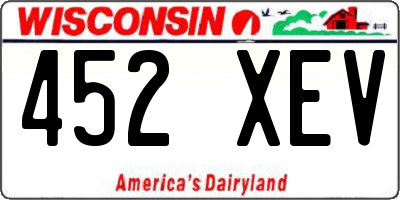 WI license plate 452XEV