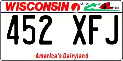 WI license plate 452XFJ