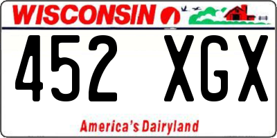 WI license plate 452XGX