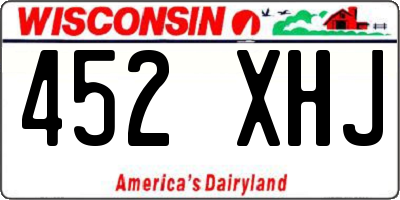 WI license plate 452XHJ