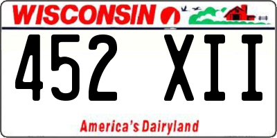 WI license plate 452XII