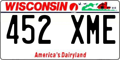 WI license plate 452XME