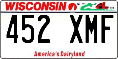 WI license plate 452XMF