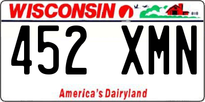 WI license plate 452XMN