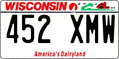 WI license plate 452XMW