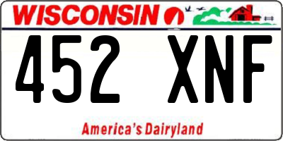 WI license plate 452XNF