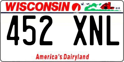 WI license plate 452XNL