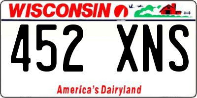WI license plate 452XNS