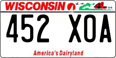 WI license plate 452XOA