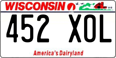 WI license plate 452XOL