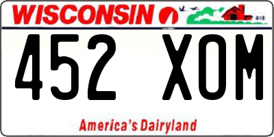 WI license plate 452XOM