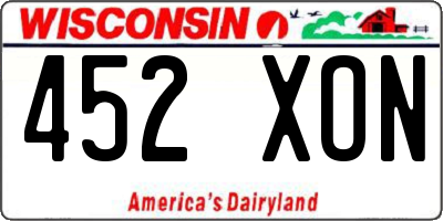WI license plate 452XON