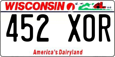 WI license plate 452XOR