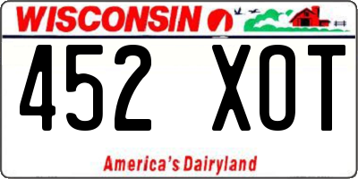 WI license plate 452XOT