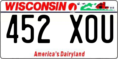 WI license plate 452XOU