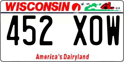 WI license plate 452XOW