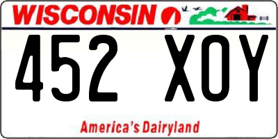 WI license plate 452XOY