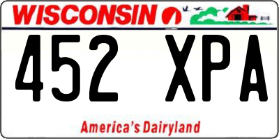 WI license plate 452XPA
