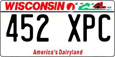 WI license plate 452XPC