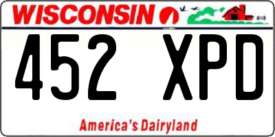 WI license plate 452XPD