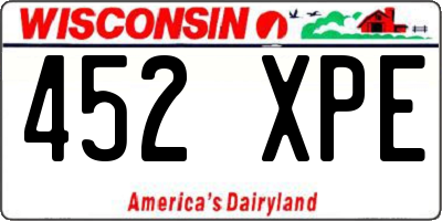 WI license plate 452XPE