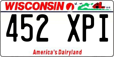 WI license plate 452XPI