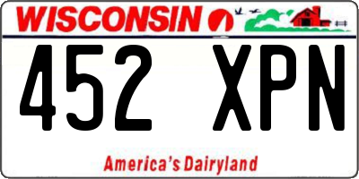 WI license plate 452XPN