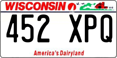 WI license plate 452XPQ