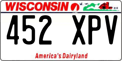 WI license plate 452XPV
