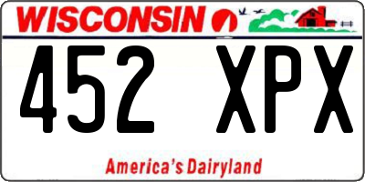 WI license plate 452XPX