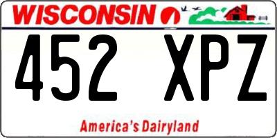 WI license plate 452XPZ
