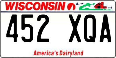 WI license plate 452XQA