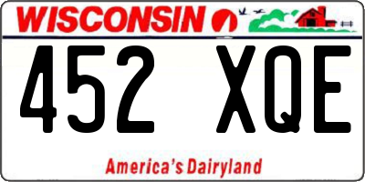 WI license plate 452XQE