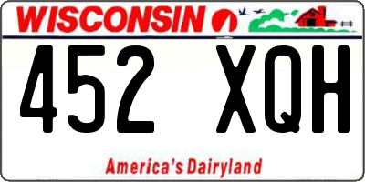 WI license plate 452XQH