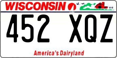 WI license plate 452XQZ