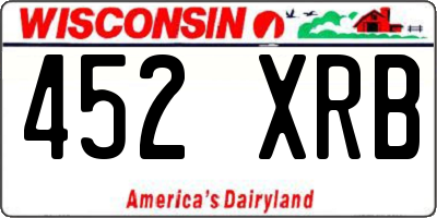 WI license plate 452XRB