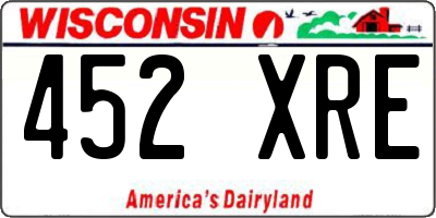WI license plate 452XRE