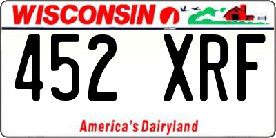 WI license plate 452XRF