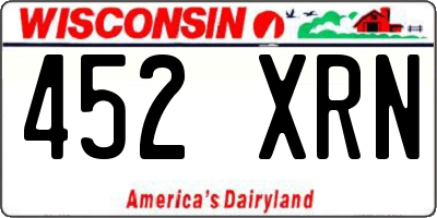 WI license plate 452XRN