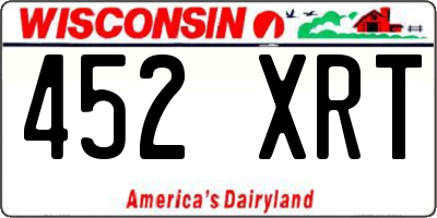 WI license plate 452XRT