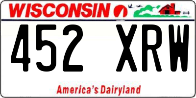 WI license plate 452XRW