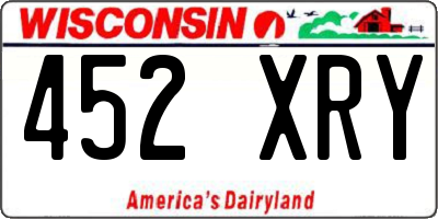 WI license plate 452XRY
