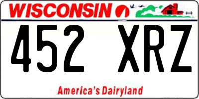 WI license plate 452XRZ
