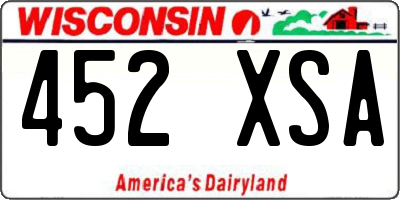 WI license plate 452XSA